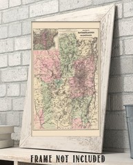New York Wilderness & Adirondacks Antique Map Vintage Upstate Travel Wall Art