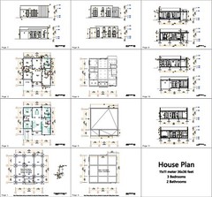 36×36 Feet House Design Plans 11×11 Meter 3 Beds 2 Baths Flat Roof(A4 Hard Copy)