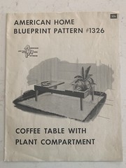American Home Blueprint Pattern #1326 Coffee Table W/Plant Compartment MCM Vtg