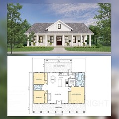 Custom House Design – Modern Ranch Farmhouse 1500 SF – Drawing Blueprint
