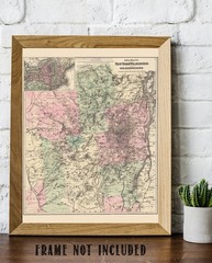 New York Wilderness & Adirondacks Antique Map Vintage Upstate Travel Wall Art