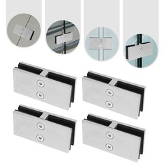 180 Degree Stainless Steel Glass Clamp, 4pcs Clamp Bracket for 8-12mm Thickness