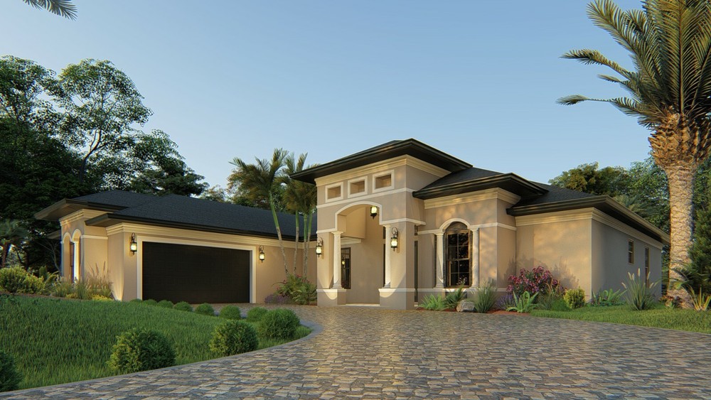 CAD FILE BLUEPRINTS MEDITERRANEAN HOUSE PLAN ARCHUP #104M