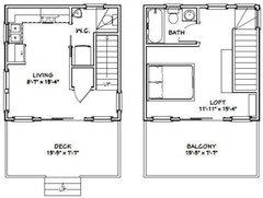 16×16 Tiny House — 446 sq ft — PDF Floor Plan — Model 18