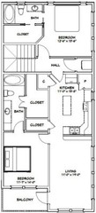 44×48 Apartment with 2-Car 1-RV Garage – PDF FloorPlan – 1,528 sqft – Model 5H