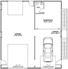 36×40 Apartment with 1-Car 1-RV Garage — PDF Floor Plan — 902 sqft — Model 1B