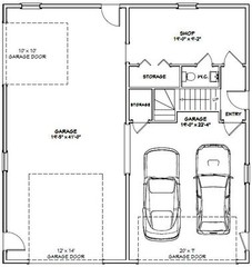40×42 Apartment with 2-Car 1-RV Garage – PDF FloorPlan – 1,153 sqft – Model 2