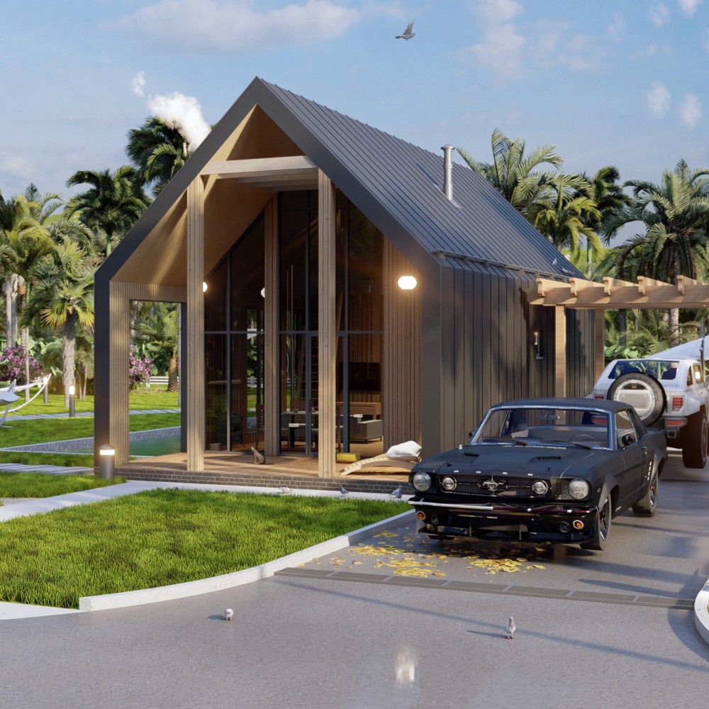 Black House 2 Bed, Bathroom, Terrace&Mansard Roof CAD Blueprints Metric/Imperial