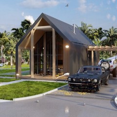 Black House 2 Bed, Bathroom, Terrace&Mansard Roof CAD Blueprints Metric/Imperial
