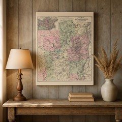 New York Wilderness & Adirondacks Antique Map Vintage Upstate Travel Wall Art