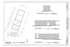 Mid-Century Modern home, stucco brick glass block, architectural PRINTED plans