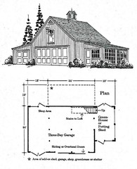 6 Gardeners’ Barn and Garage Designs – Complete Pole-Barn Building Plans (B10)