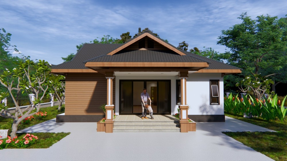 Cool Home Plans 11×14 Meters 36×46 Feet 3 Beds 2 Baths Gable Roof (A4 Hard Copy)