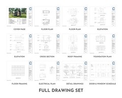 Modern Cabin House, 12’ x 20’, 240 Sq Ft, Tiny House, Architectural Plans