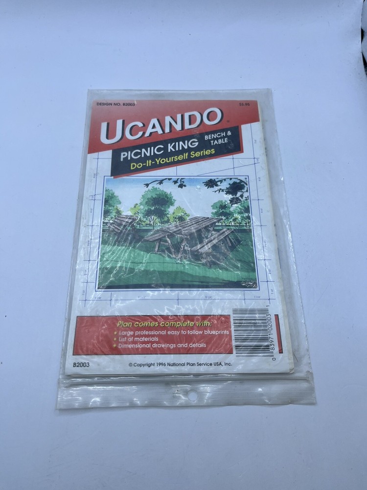 Vintage Manual UCANDO Picnic King Bench And Table Blue Print Design B2003 DIY
