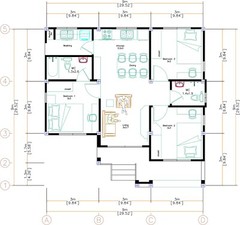 30×30 Custom House Plan 9×9 Meter 3 Beds 2 Baths Hip Roof PDF (A4 Hard Copy)