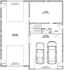 44×48 Apartment with 2-Car 1-RV Garage – PDF FloorPlan – 1,648 sqft – Model 1A