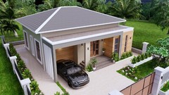 36×36 Feet Modern House Plan 11×11 Meter 3 Beds 2 Baths Hip roof (A4 Hard Copy)