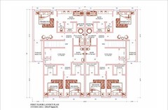 55’x46′ Duplex Residential Building Plans – 2 Units, 3 Bedrooms Each