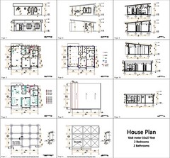 33×27 Feet Small House Plan 10×8 Meter 2 Beds 2 Baths Shed Roof (A4 Hard Copy)