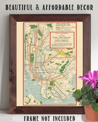 Rapid Transit Map of Greater New York Vintage Subway Rail Map Wall Art