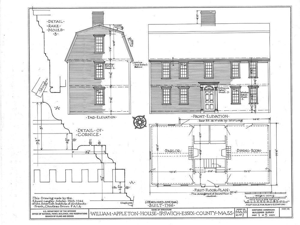 Timber Frame Gambrel Roof Colonial Home, wood house, printed architectural plans