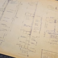 Vintage House Blueprint 33×17 1964 Mid Century Modern Drawing Art Glen Ellyn IL