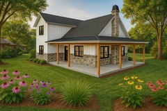 Barndominium House Plan Design 1054 SF 1 Bed 1 Bath Loft- Drawings Blueprints
