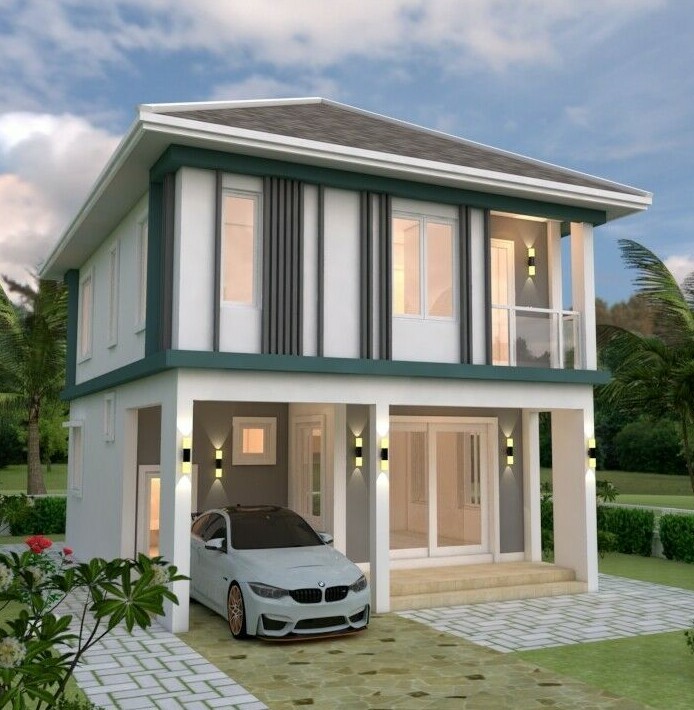 22×30 Feet Small House Plans 6.5×9 Meter 3 Beds 2 Baths Hip Roof (A4 Hard Copy)