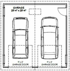 24×24 2-Car Garage — 576 sqft — 9ft Walls — PDF Floor Plan — Model 1
