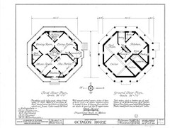 Authentic Victorian Octagon House Plans, wraparound porches, printed drawings