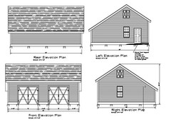 26’X32′- 32’X26′ SALT BOX 2 CAR GARAGE PLANS POLE BARN GARAGE PLAN 17-2632-SB-1