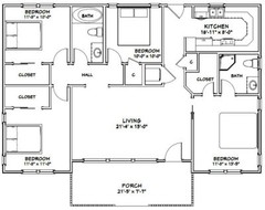 46×30 House — 4 Bedroom 2 Bath — PDF Floor Plan — 1,338 sq ft — Model 1B