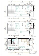 10×20 Feet Small House Plan 3×6 Meter 2 Beds 3 Baths Shed Roof (A4 Hard Copy)