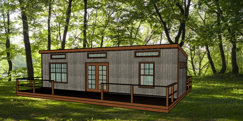 Small Cabin 12ft x 36ft Slope Roof build plans, lumber list -PDF