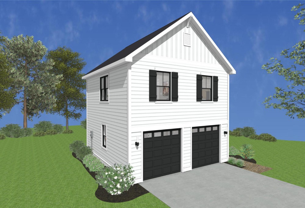 Garage Apartment (ADU) – 1 BR/1BA w/ Loft – Full House Plans, Blueprints #30010B