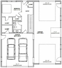 44×48 Apartment with 2-Car 1-RV Garage – PDF FloorPlan – 1,666 sqft – Model 5L