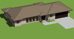 Ranch House Plans 1740 sq.ft. three bedrooms outdoor deck FREE SHIPPING