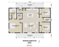 30×50 Modern Farmhouse Custom Architectural Plans 1500SF – PDF Download