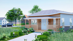522 Sq Ft 2-Bedroom Tiny Home Design Plans with Porch, Kitchen & Shared Washroom