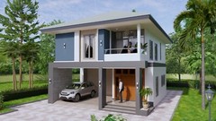 Small House Design 8×10 Meter 27×40 Feet 4 Beds 3 Baths Hip Roof (A4 Hard Copy)