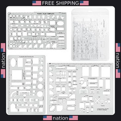 Sooez Architectural Templates Set of 3 for House Plans & Interior Design