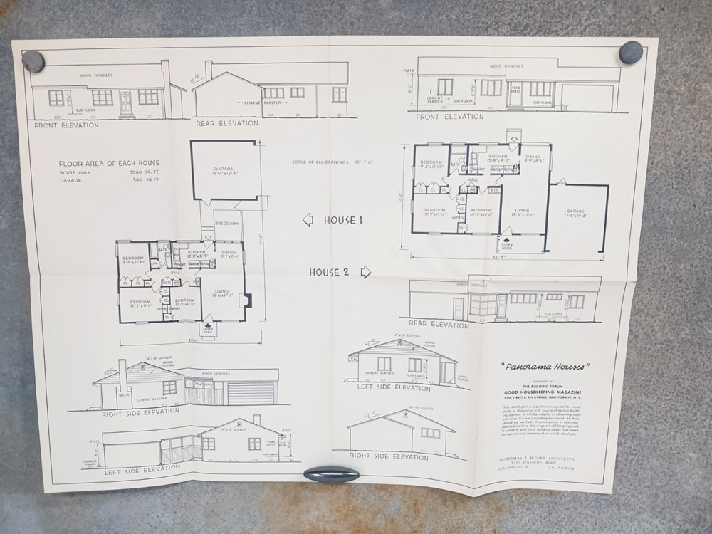 VTG Panorama Houses Wurdeman & Becket Good Housekeeping Floor Plan MCM 1950s