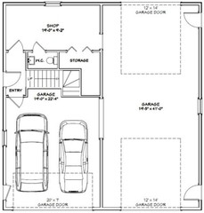 40×42 Apartment with 2-Car 1-RV Garage – PDF FloorPlan – 1,153 sqft – Model 1D