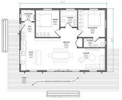26’x36’ Lean Cabin Architectural Full Set Plan,Modern Cottage Construction Blue