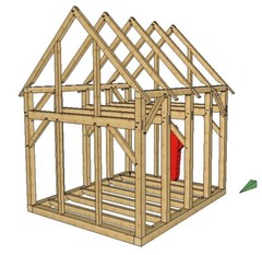 Timber Frame Shed Plans size 12′ x 14′ two doors, printed plans on 8 1/2×11 new