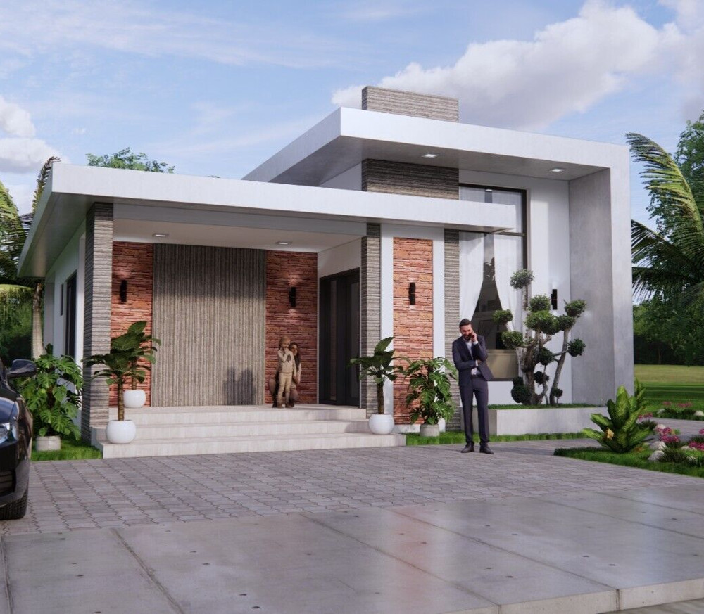26×36 Feet House Plans 8×11 Meter 2 Beds 2 Baths Terrace Roof PDF (A4 Hard Copy)