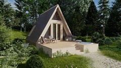 20’x42 1 Bed, 1 Bath Modern A-Frame Cabin Architectural Build Plans PDF.