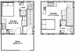 16×16 Tiny Duplex — 441 sq ft — PDF Floor Plan — Model 23C