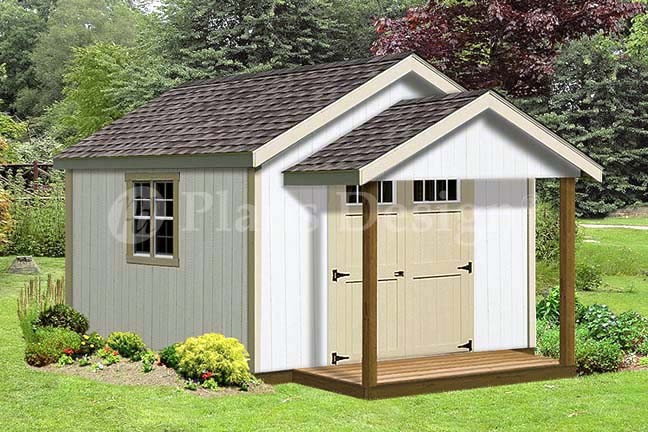 16′ x 12′ Potting Patio / Garden Porch Shed Plans #P71612, Free Material List